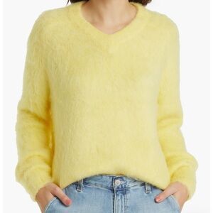 V-Neck Madewell Heather Lemon Yellow Sweater